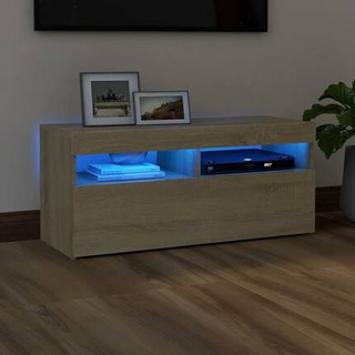 vidaXL Szafka pod TV z oświetleniem LED, dąb sonoma, 90x35x40 cm