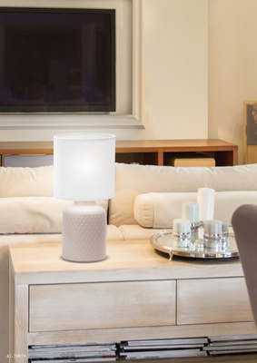 Lampka nocna Iner beżowa ceramiczna z abażurem
