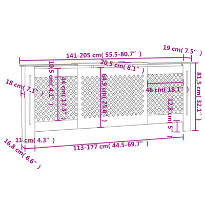 na kaloryfer, MDF, 205 cm Osłona