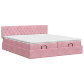 Łóżko ottoman z materacem Z zagłówkiem 2 pcs różowy Welur