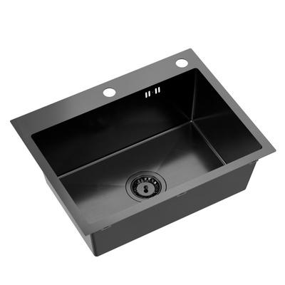 Zlewozmywak stalowy LUKE 110 WORKSTATION – jednokomorowy, wpuszczany, stal black metal/elementy black metal + AKCESORIA, Quadron