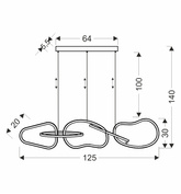 Lampa wisząca ANNELI elegancka  – złota nieregularna forma 125 cm – designerska lampa salonu i jadalni LED 3000K
