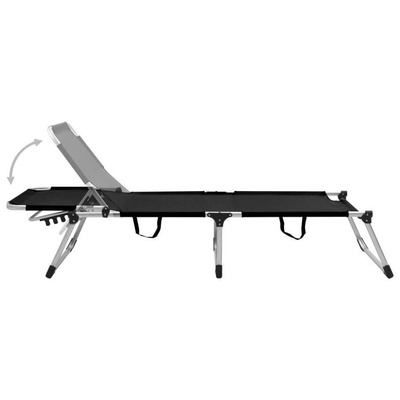 vidaXL Wysoki leżak dla seniora, składany, czarny, aluminiowy