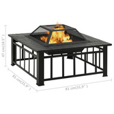 vidaXL Ogrodowe palenisko z pogrzebaczem, 81x81x47 cm, XXL, stal