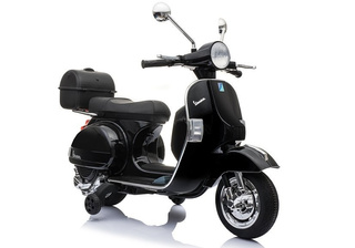 Skuter na Akumulator Vespa Dla Dzieci Światła LED Panel MP3 Czarny