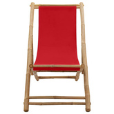 vidaXL Leżak z bambusa i czerwonego płótna