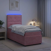Łóżko z box spring LED z materacem różowy 80 x 200 cm Welur