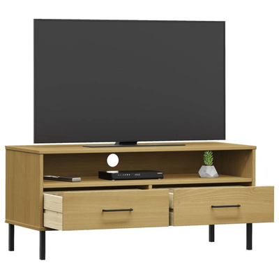 vidaXL Szafka pod TV OSLO, metalowe nóżki, brązowa, sosnowa