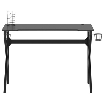 vidaXL Biurko do gier z nogami w kształcie K, czarne, 110x60x75 cm