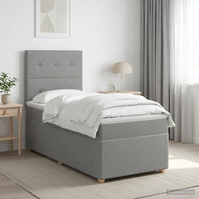 Łóżko z box spring LED z materacem jasnoszary 90 x 200 cm