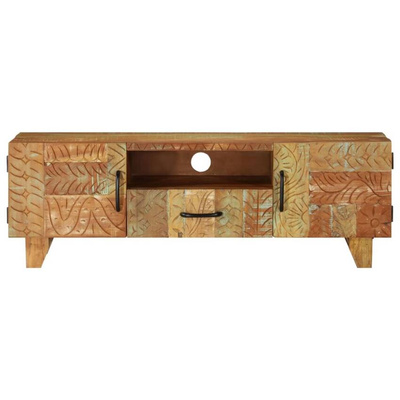 vidaXL Ręcznie rzeźbiona szafka pod TV, 120x30x40 cm, drewno odzyskane