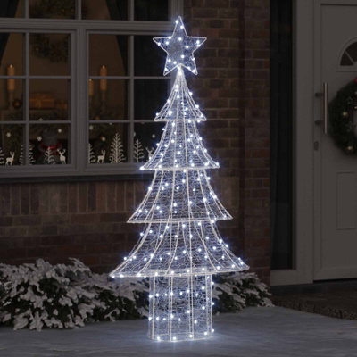 Choinka z 240 diodami LED Zimna biel 180 cm Akryl