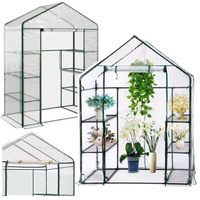 Mini Szklarnia Balkonowa Ogrodowa 4 Półki Metalowe Folia PVC 195 x 143 x 73cm