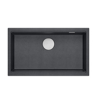LOGAN 110 GraniteQ zlewozmywak black diamond 76x44x23,5 cm 1-komorowy podwieszany z syfonem manualnym stal szlachetna