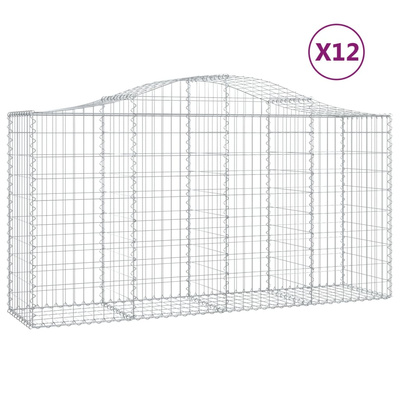 Kosze gabionowe, 12 szt, 200x50x100/120cm, galwanizowane żelazo