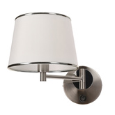 Kinkiet srebrny regulowany z włącznikiem biały abażur Ibis Candellux 21-00883