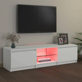 vidaXL Szafka pod TV z oświetleniem LED, biała, 140 x 40 x 35,5 cm