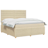 Łóżko z box spring LED z materacem kremowy 160 x 200 cm tkanina