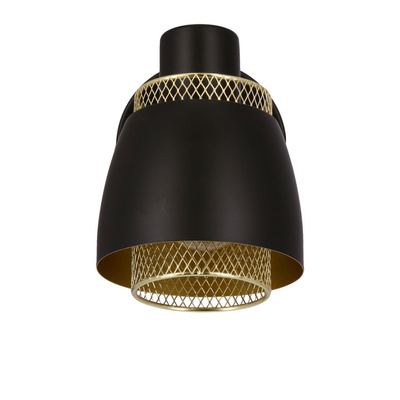 Aleksandria lampa kinkiet czarny e14 klosz czarny+złoty