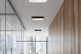 Plafon sufitowy LED QUATTRO czarny – kwadratowy ze szklanym kloszem – minimalistyczna lampa sufitowa