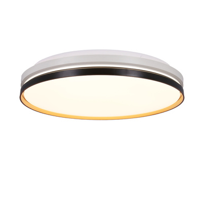 Montana Lampa sufitowa plafon czarny+biały+złoty 24w led 40 cm klosz biały