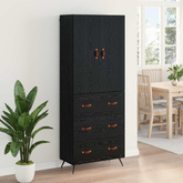 Highboard Czarny Dąb 69,5 x 34 x 180 cm Drewno inżynieryjne