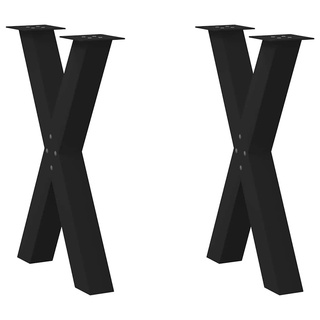 Nogi do stołu jadalnego w kształcie litery X 2 szt. Czarne 60x(72-73) cm Stal