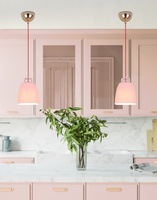 Lampa wisząca SEWILLA różowa - z ceramicznym kloszem - skandynawska lampa do jadalni