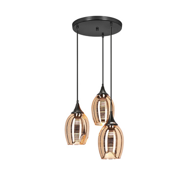 Lampa wisząca czarno-miedziana lustrzane klosze 3x60W Marina Candellux 33-51608  