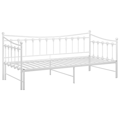 z wysuwaną ramą łóżka, biała, metalowa, 90x200 cm Sofa
