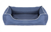 Legowisko dla psa Sofa Valencia Standard w kolorze niebieskim z białym wykończeniem Rozmiar: M - 80 x 60 cm