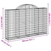 Kosze gabionowe, 5 szt, 200x30x120/140 cm, galwanizowane żelazo