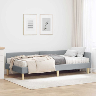 Rama Łóżka Narożnego z Materacem 2 szt. Jasnoszary 100 x 200 cm