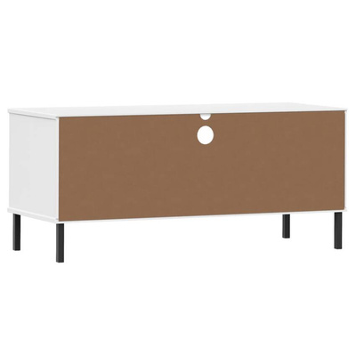 vidaXL Szafka pod TV OSLO, metalowe nóżki, biała, sosnowa model standard