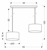 Lampa wisząca z abażurami Pandy czarna podwójna do salonu E27