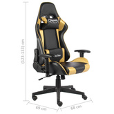 vidaXL Obrotowy fotel gamingowy, złoty, PVC