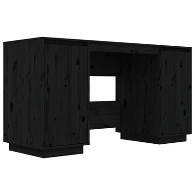 vidaXL Biurko, czarne, 140x50x75 cm, lite drewno sosnowe
