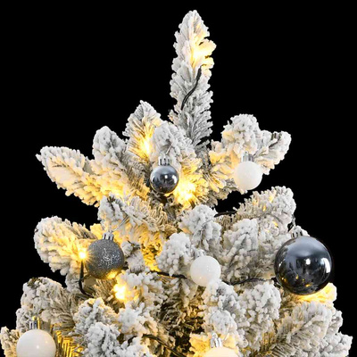 Sztuczna choinka na zawiasach, 300 lampek LED i bombki, 270 cm