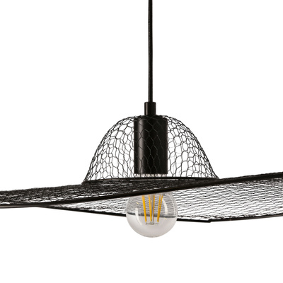Lampa wisząca DECO designerska  – czarny klosz kapelusz – nowoczesne oświetlenie salonu i sypialni E27