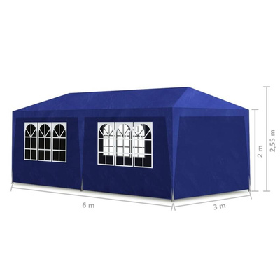 vidaXL Namiot imprezowy, 3 x 6 m, niebieski