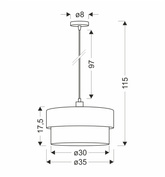 Arezzo lampa wisząca czarny 1x60W E27 abażur czarny+oliwkowy