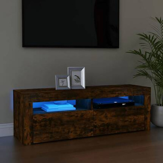 vidaXL Szafka pod TV z oświetleniem LED, przydymiony dąb, 120x35x40 cm model standard