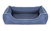 Legowisko dla psa Sofa Valencia Standard w kolorze niebieskim z białym wykończeniem Rozmiar: XL - 120 x 90 cm - do samodzielnego złożenia