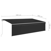 Automatycznie zwijana markiza z zasłoną, 5x3 m, antracytowa