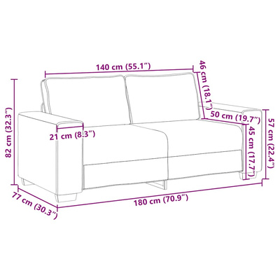 Sofa 2-osobowa, kremowa, 180x77x82 cm, tkaniną