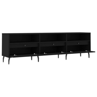 vidaXL Szafka pod TV, czarna, 150x30x44,5 cm, materiał drewnopochodny