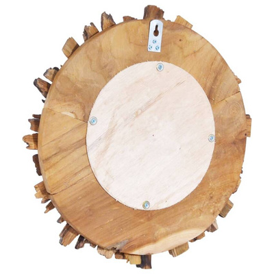 Lustro ścienne, 40 cm, drewno tekowe, okrągłe vidaXL