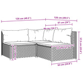 3-cz. zestaw wypoczynkowy do ogrodu, poduszki, szary rattan PE