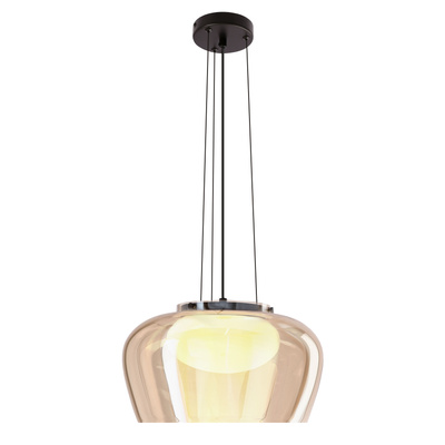 Lampa wisząca Insieme 35 szklana z kloszem bursztynowym nad stół