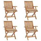 vidaXL Składane krzesła ogrodowe z poduszkami, 4 szt., drewno tekowe